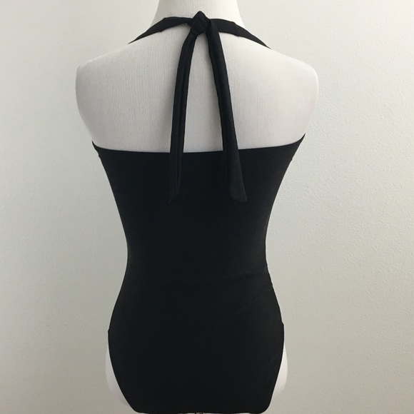 Black Ruched One Piece Swimsuit - Picture 9 of 12